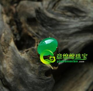 缅甸老坑冰种天然阳绿翡翠A货玉蛋面-戒面-裸石-戒指