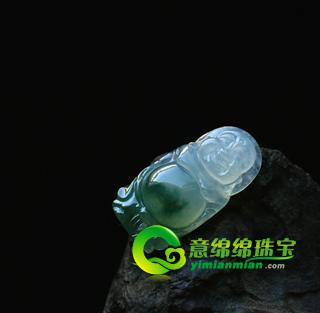 老坑冰种飘花翡翠A货玉站弥勒佛吊坠（特惠）
