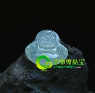 老坑冰种天然翡翠A货玉弥勒佛挂件-坐佛（特惠）