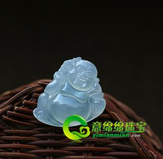 缅甸老坑冰种翡翠A货玉卧佛挂件（特惠）