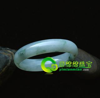 糯冰种飘蓝花翡翠A货贵妃玉手镯52.5（特惠）