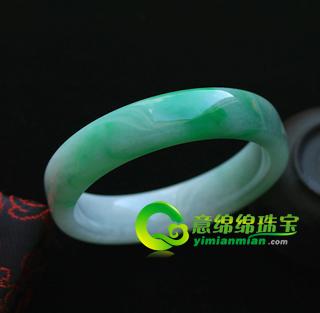 缅甸老坑糯冰种天然绿翡翠A货玉手镯57.5（方条）
