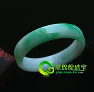 缅甸老坑糯冰种天然绿翡翠A货玉手镯59.7（方条）