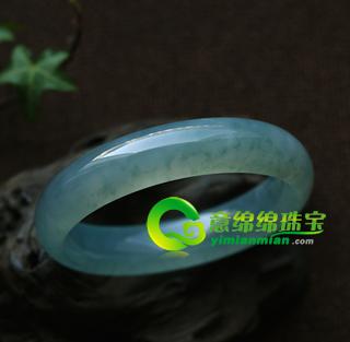老坑寒冰种荧光飘花A货翡翠玉手镯-宽版厚装58 