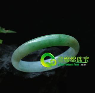 糯冰种绿翡翠玉手镯-绿彩如茵58 