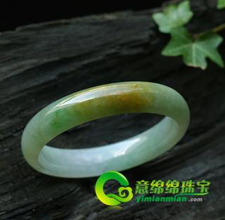 老坑黄加绿翡翠玉手镯58-霞光玉彩