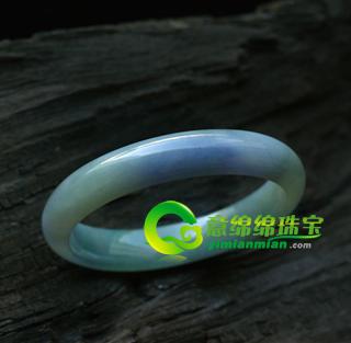 天然翡翠A货老坑糯种紫罗兰翡翠玉手镯58.6