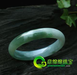 糯冰种蓝花翡翠玉手镯-翠舞蓝花-58