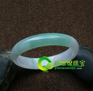 老坑糯冰种绿翡翠玉手镯-春雪碧绿58  