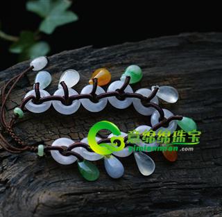 老坑冰种七彩翡翠A货玉葫芦手链脚链（特惠）
