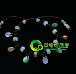老坑冰种七彩翡翠A货玉葫芦手链-花样年华（特惠）