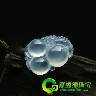 缅甸老坑玻璃种天然翡翠A货玉福禄寿挂件