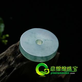 缅甸老坑冰种飘花天然翡翠A货玉平安扣挂件1