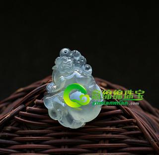 老坑玻璃种翡翠玉挂件-事事如意