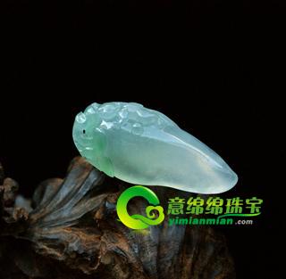 老坑冰种绿翡翠福瓜挂件-福禄寿