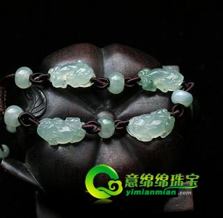 缅甸老坑冰种天然翡翠A货玉貔貅手链