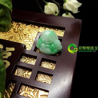 清晰可人缅甸天然翡翠A货佛公吊坠