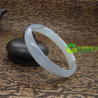 天然灰色玛瑙花手镯内径60mm