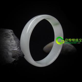欢天喜地缅甸天然翡翠A货圆形玉手镯内径52MM （特）
