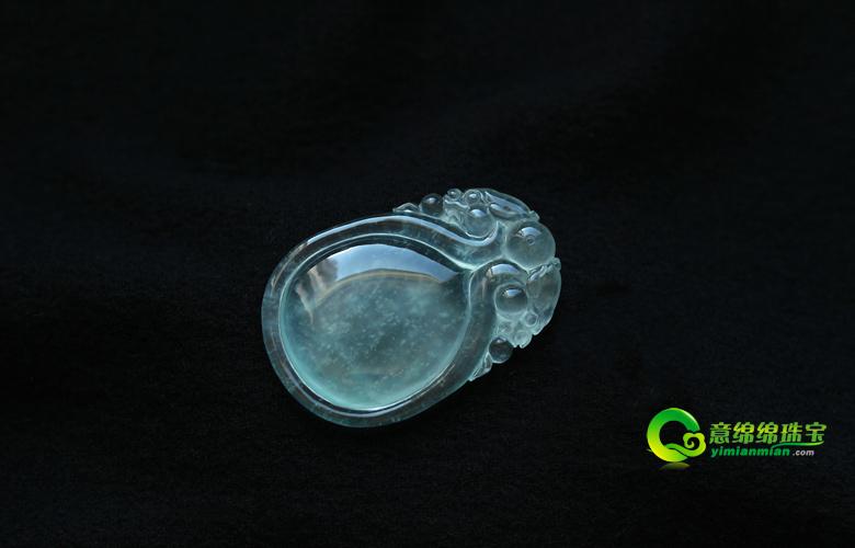缅甸老坑玻璃种天然A货荧光翡翠玉貔貅挂件-双