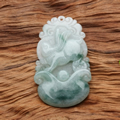 玉兔奔月缅甸天然翡翠生肖兔子挂件
