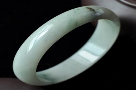 特流雪飞花缅甸糯种翡翠圆形玉手镯59.5mm