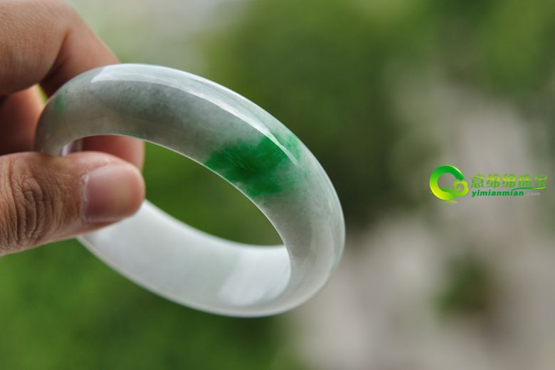 天涯芳草天然老坑缅甸A货豆种翡翠玉手镯 内径56MM-意绵绵珠宝
