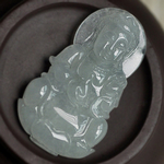 修身养性缅甸冰糯种天然翡翠A货玉观音挂件
