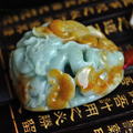 祥龙瑞气缅甸老坑糯种翡翠带黄玉龙手玩