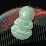 婉约秀美天然老坑冰种翡翠观世音挂件