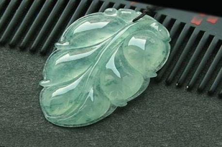 老坑冰种飘花翡翠挂件 A货翡翠百叶吊坠 玉叶子