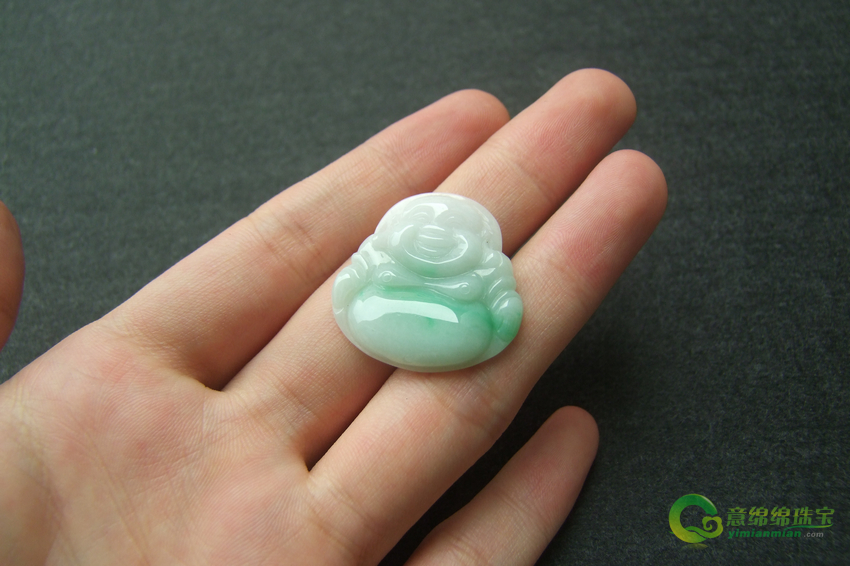 清秋光景缅甸天然糯种翡翠佛公挂件 A货翡翠佛