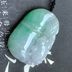 浓妆半面缅甸天然翡翠冰糯种玉竹节挂件 A货翡翠竹节吊坠