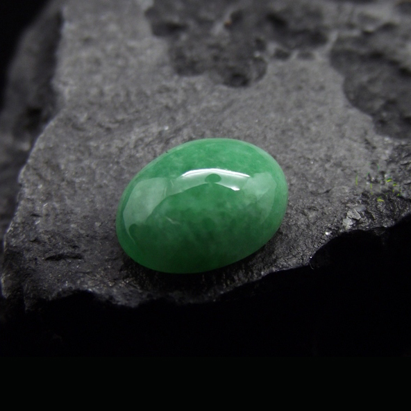 幸福相伴蛋面形戒面缅甸天然翡翠A货-意绵绵珠宝
