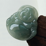慈悲天下缅甸老坑天然油青种翡翠佛公挂件