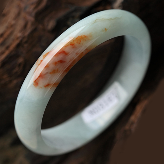 艳美绝俗天然A货缅甸翡翠糯种飘红翡手镯 内径57mm